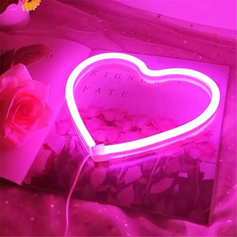 USB Romantic Atmosphere Led Neon Light Sign Heart Shape Wall Mounted Night Light For Valentine's Day Bar Bedroom Living Room tableandwalllamps