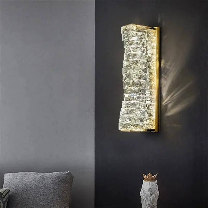 AIGESI Luxury Art Bedroom Crystal LED Bed Wall Lamp High-End Living Room Background Wall Lamp Personality Creative Aisle Light tableandwalllamps