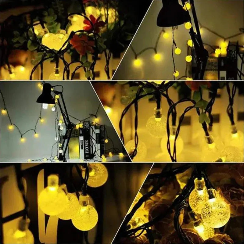 Solar String Lights Outdoor Crystal Fairy Light Chritmas Garland 8 Modes Waterproof Patio Light for Garden Party Decor tableandwalllamps