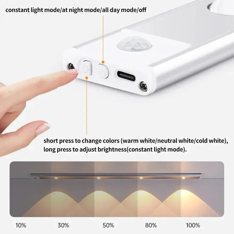 LED Bar Light Motion Sensor USB Rechargeable Cabinet Light For Kitchen Bedroom Wardrobe Lighting 20/30/40/50cm Cabinet Light tableandwalllamps