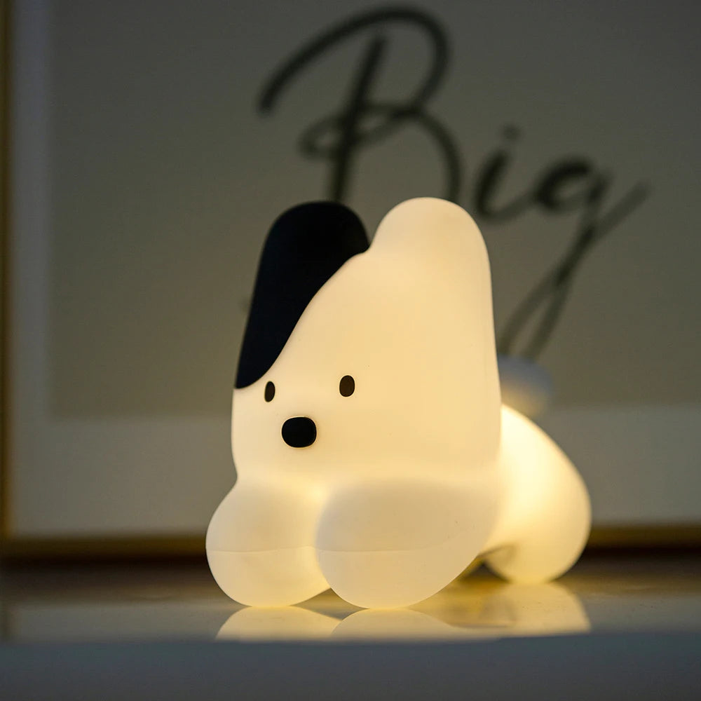 Silicone Cat Dog Night Light USB Rechargeable Nursery Sleeping Lamp Kawaii Bear Cordless Night Lights For Kids Room Decor tableandwalllamps