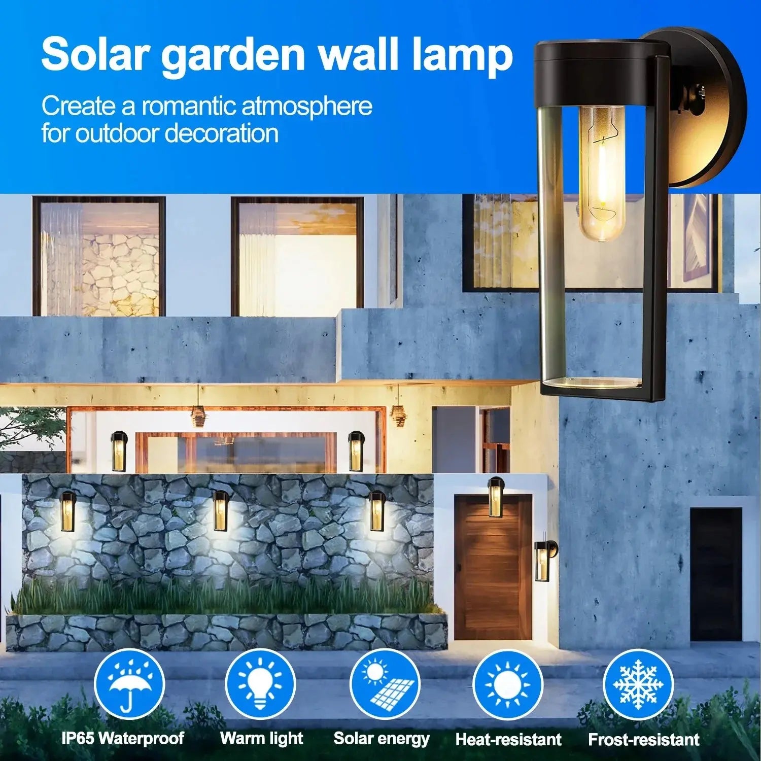 Solar Wall Lamp Outdoor Waterproof Intelligent Induction Tungsten Filament Lamp Courtyard Garden Villa Lighting Night Light tableandwalllamps