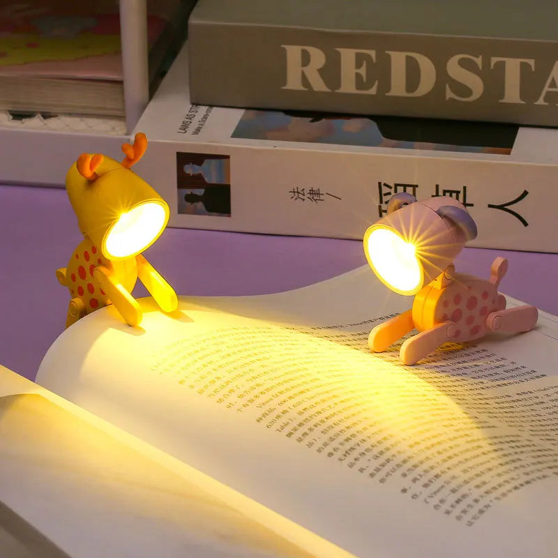 LED Night Light Mini Cute Pet Light Kawaii Gift Cartoon Dog Deer Folding Table Lamp Kids Room Bedside Bedroom Living Room Decor tableandwalllamps