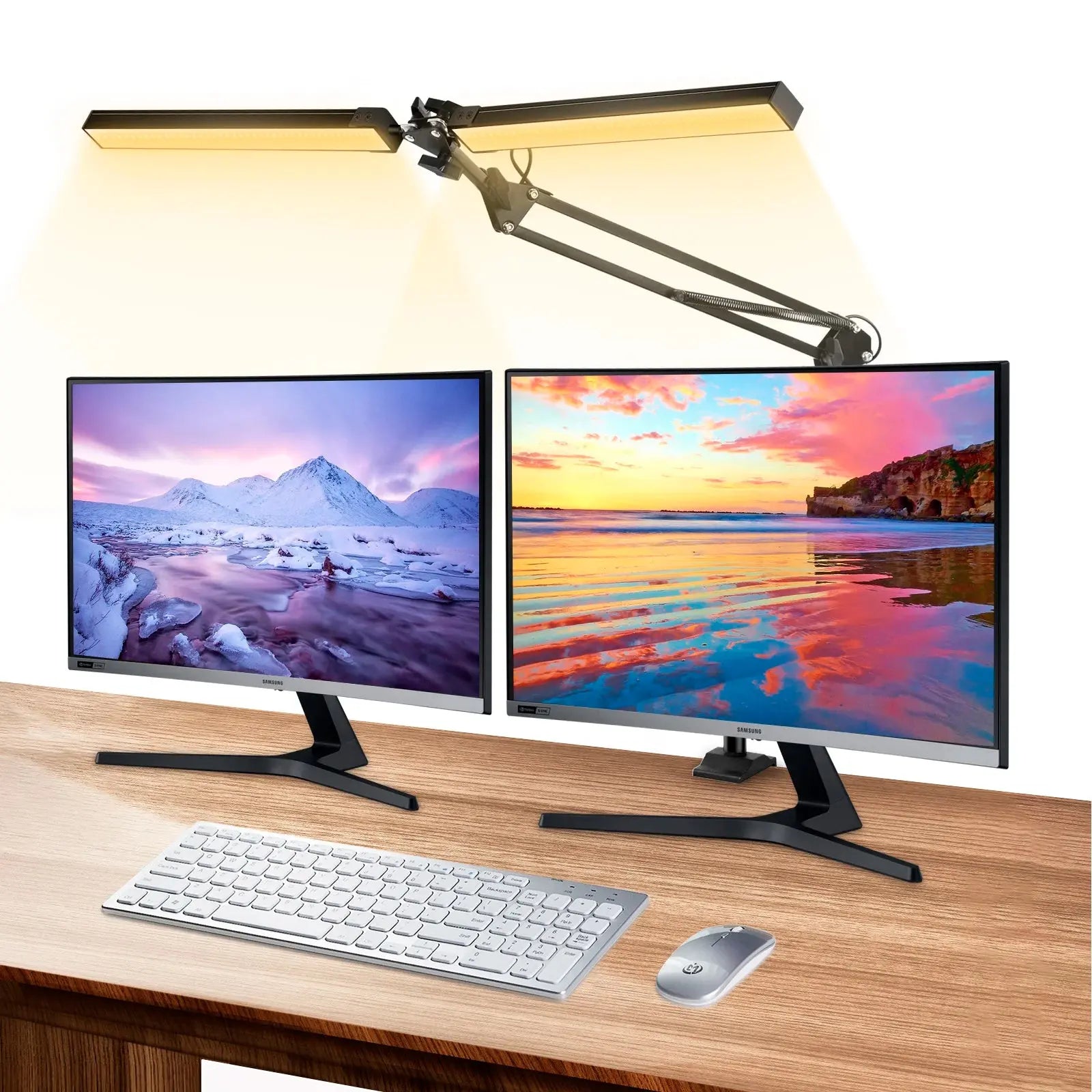 24W LED Desk Lamp for Home Office Dual Swing Arm Eye-Caring Architect Task Lamp Adjustable Foldable Table Lamp 3 Lighting Modes tableandwalllamps