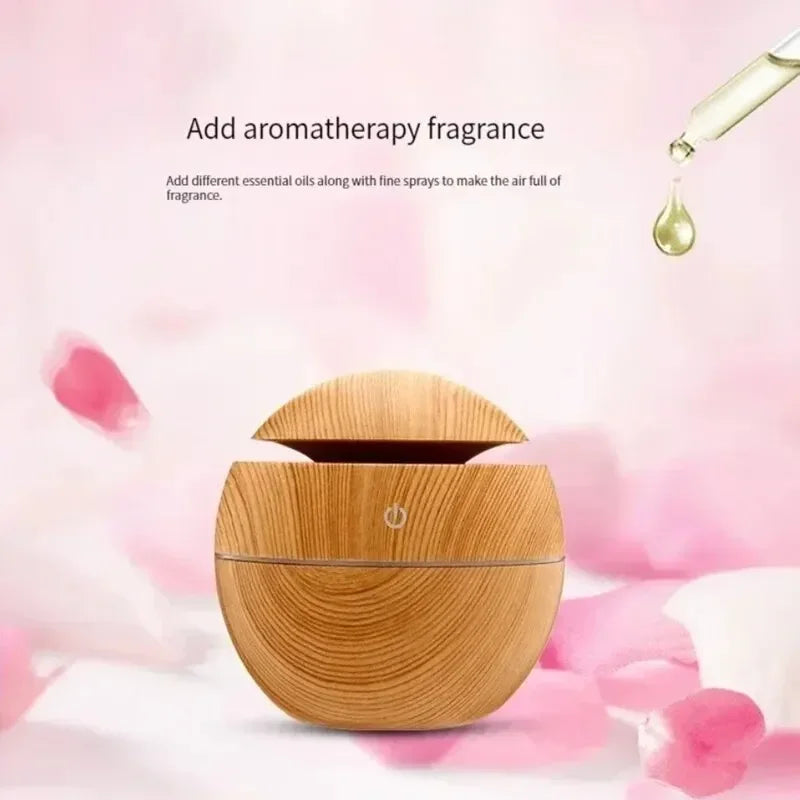 USB Ultrasonic Cool Mist Sprayer Essential Oil Fragrance Mini Home Wood Grain Air Humidifier Electric Air Aroma Diffuser Purifie tableandwalllamps