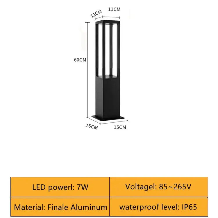 Modern Outdoor Waterproof LED Long Lawn Lamp 7W 85~265V Finale Aluminum Square Street Light For Garden Courtyard Villa Lighting tableandwalllamps