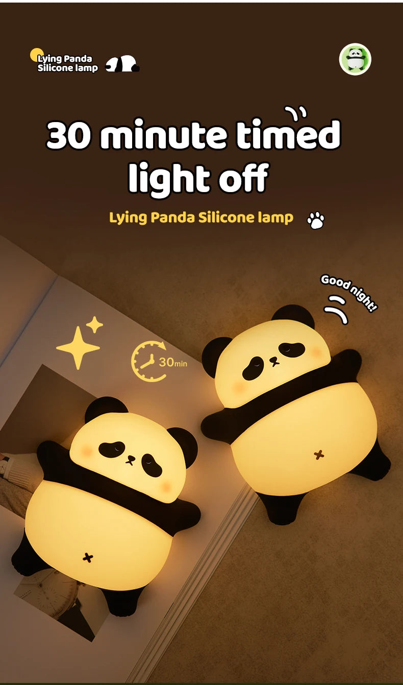 4Styles Panda LED Night Light Cute Silicone Lamp Baby Nursery Touch Sensor Nightlight Rechargeable with 3 Warm Light for Bedroom tableandwalllamps