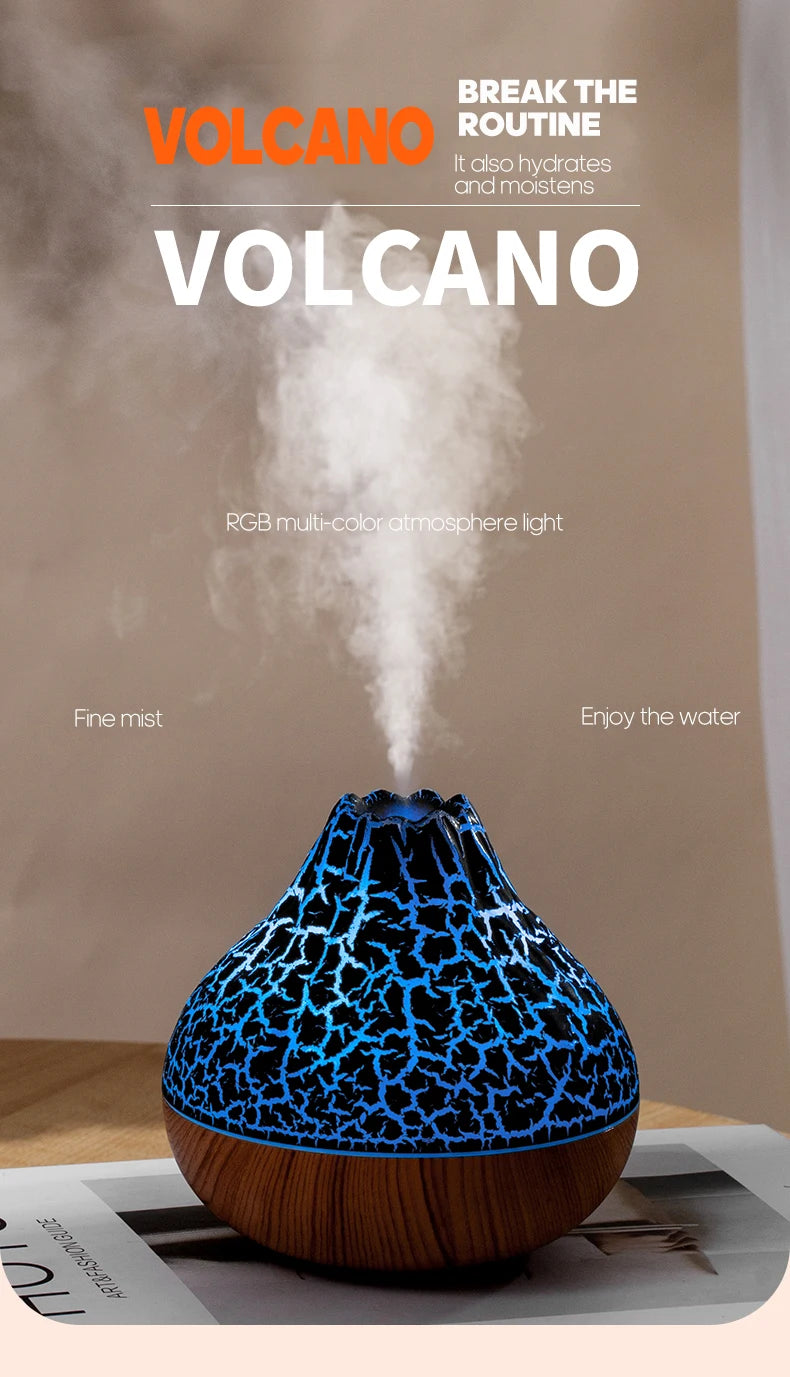 300ml Volcano Air Humidifier Desktop Electric USB Humidificadore Water Mist Diffuser Purifier Air Freshener With 7 Colors Night tableandwalllamps