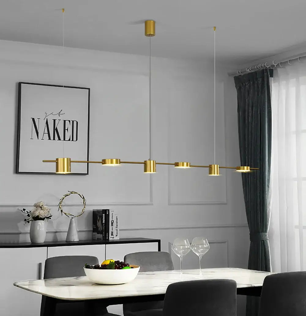 Modern Minimalist Pendant Light LED Strips Hanging Lamp Luxury Chandelier Lighting Fixture for Kitchen Bar Dining Room Table