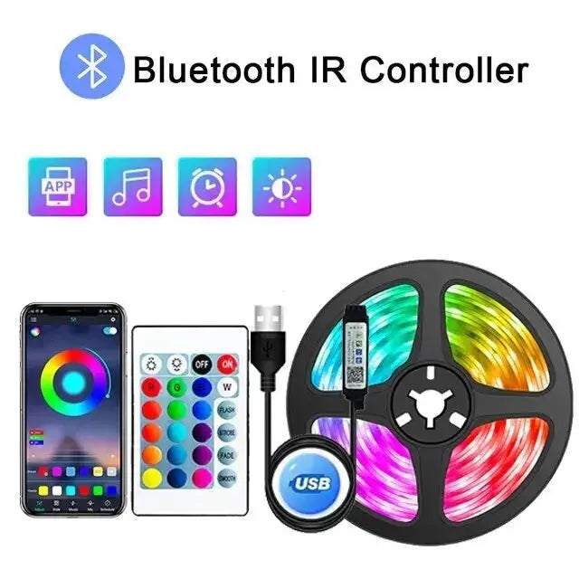 WIFI RGB LED Strip Light 5050 Bluetooth APP Control Led Flexible Diode Decoration For Festival Party TV Desk Bedroom tableandwalllamps