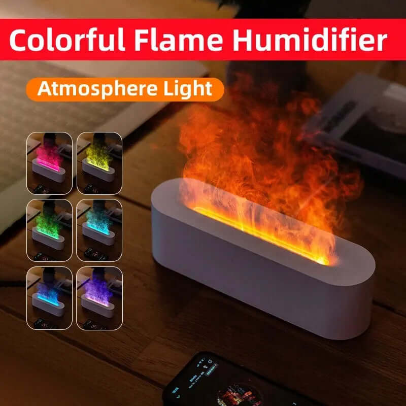 Flame Aroma Diffuser Air Humidifier Ultrasonic Cool Mist Maker Fogger Led Essential Oil Lamp Realistic Fire Difusor tableandwalllamps