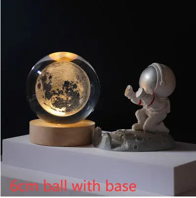 3D Crystal Ball Night Light Solar System Cosmic Theme LED Decoration Light Wooden Base Astronomy Nightlights Birthday Gift tableandwalllamps