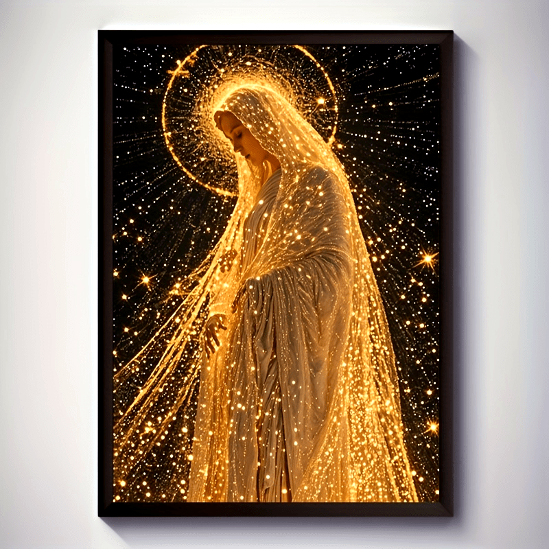 1pc Stunning Virgin Mary Canvas Print - Frameless Wall Art Poster - Waterproof, Unique Religious Artwork - For Living Room, Bedroom, Office, Dining - Ideal Gift for Religious Individuals & Art Lovers tableandwalllamps