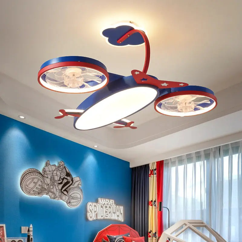 Cartoon Airplane Fan Lights In Children's Room tableandwalllamps